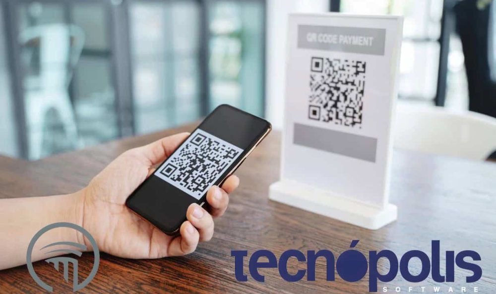 teléfono con código QR en pantalla