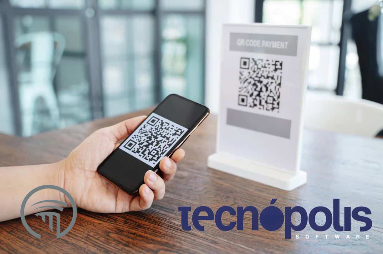 teléfono con código QR en pantalla